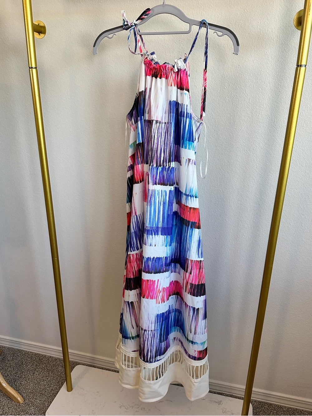 Sachin + Babi Multicolor Stripe Maxi Dress with Tie Straps